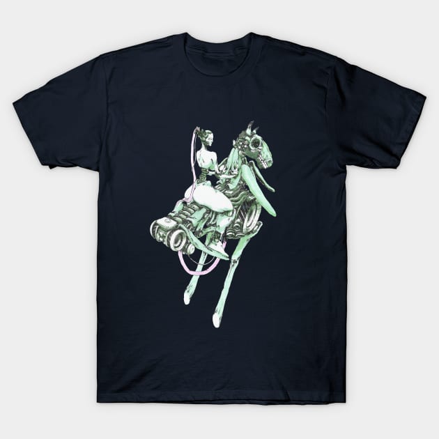 Bone armor auto-horse with android rider T-Shirt by Takeshi Kolotov